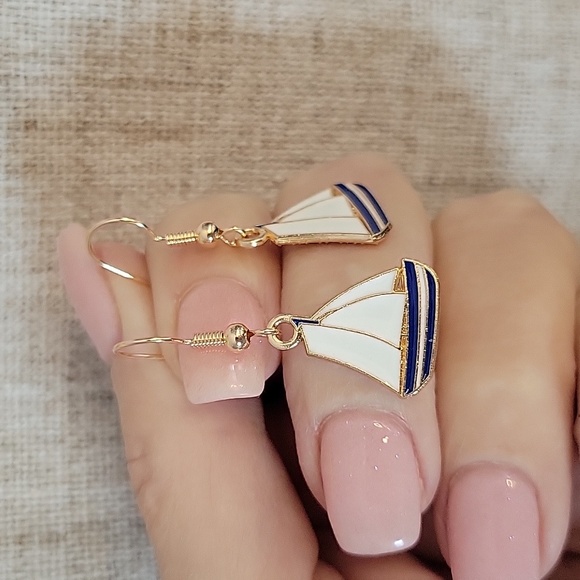 Beyond Adorable Jewelry - Sailboat Earrings with Gold Accents